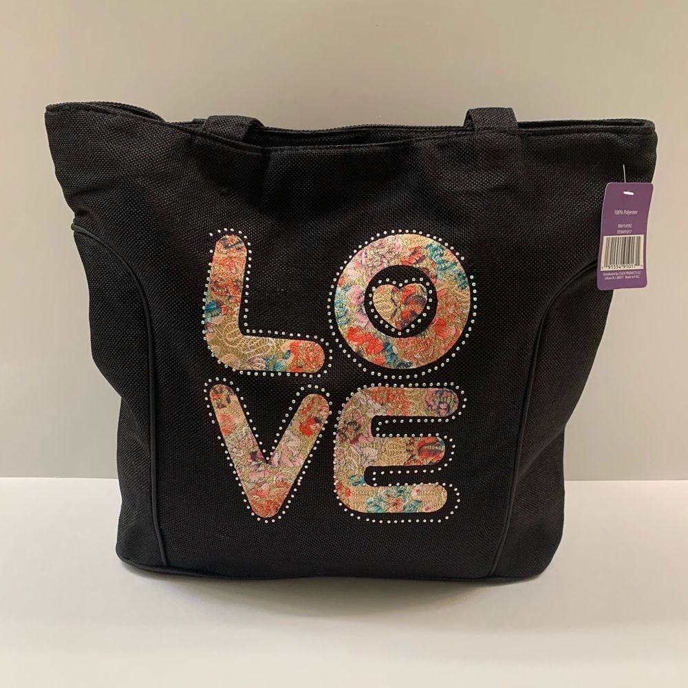 LOVE Tote Bag - Large - Black -NWT - Picture 2 of 8
